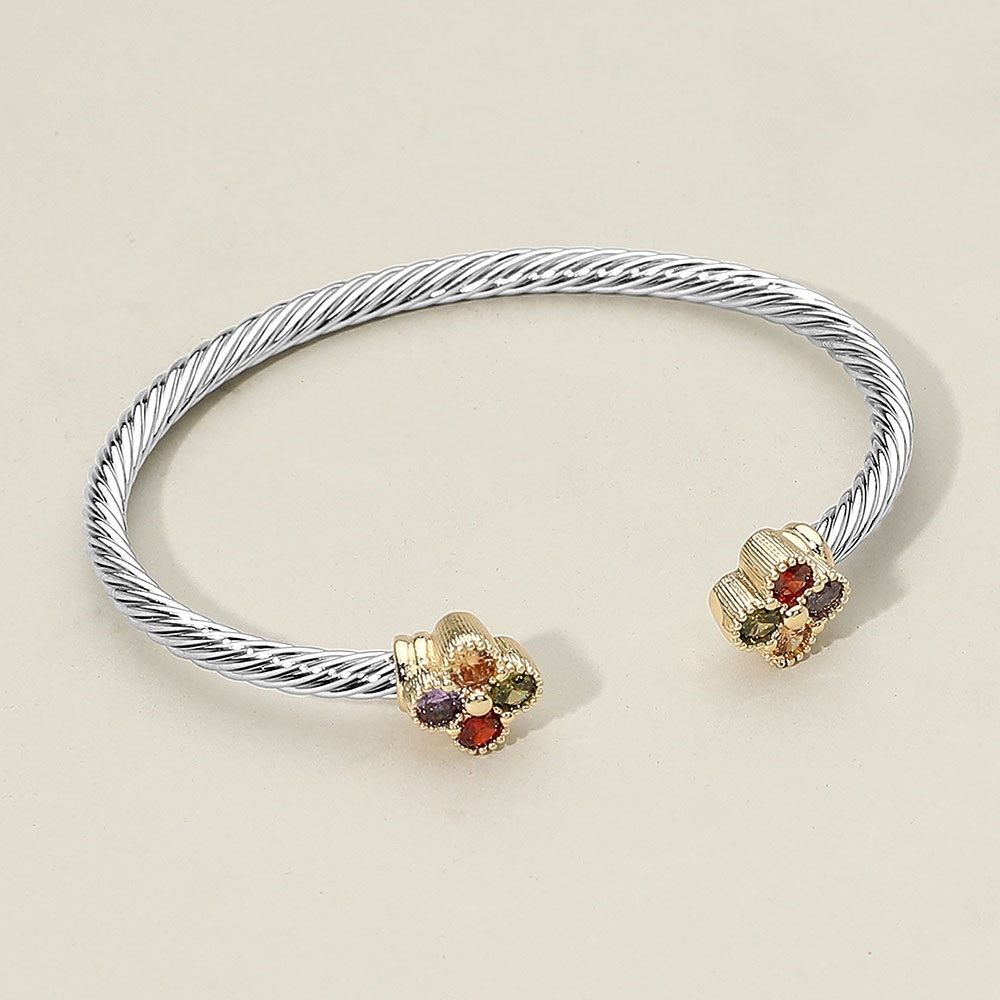 14K Gold Plated Colorful Floral CZ Multi Color Stone Tips